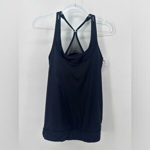 Lululemon Black Open Back Tank Top with Attached Sports Bra Size 6